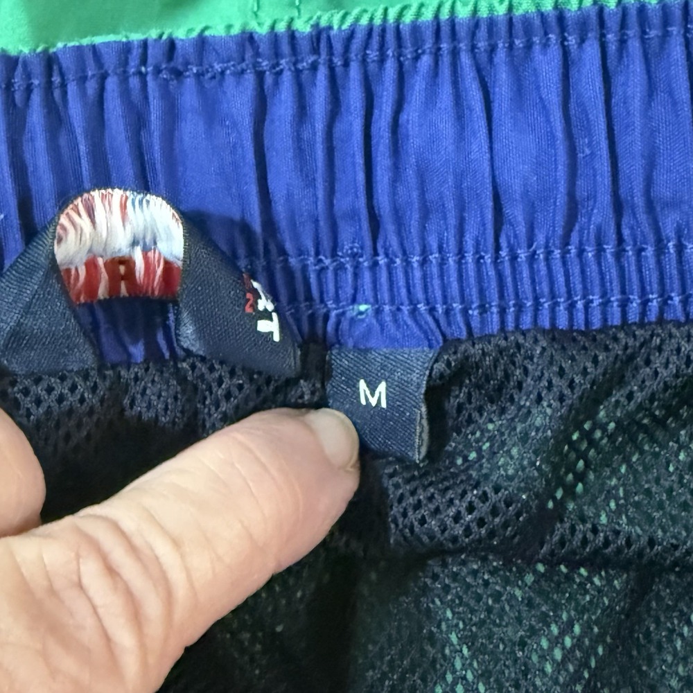 Vintage 90's Polo Sport Ralph Lauren Mens Green Swim Trunks Shorts Lined M - Picture 6 of 10